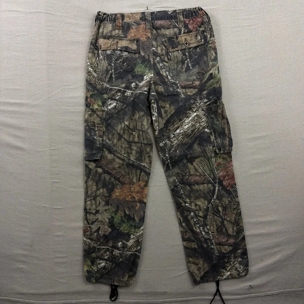 Mossy Oak Cargo Pants Mens 31x29 Camo Brown Green Drawstring Hem Outdoor Utility